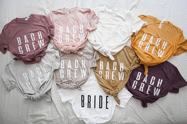 BACH Crew T-shirt.Bride Shirt.Bachelorette Party.UNISEX SHIRTS. Bride to be.Wedding.Bridal Shower.Bridal Party.Engagement.Gift.Honeymoon. 