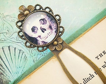 Salvador Dali "The Love of Pierrot" Skull  Antique Brass Bookmark