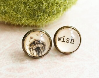 Dandelion Wish Mismatched Post Earrings, Glass Stud Earrings, Minimalist Earrings, Simple Stud Earrings, Handmade Earrings, Gifts for Her