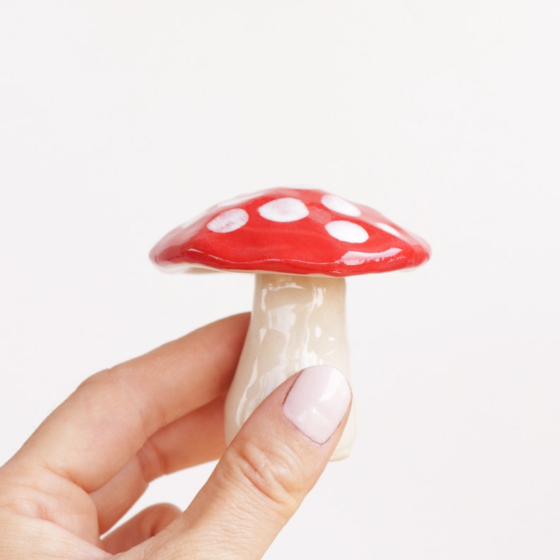 Mini Mushroom Ceramic Decor Mushroom Figurine image 1