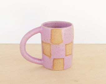 Ceramic Mug / Handmade Coffee Mug / Clay Mug / Modern Pottery Mug / Checkerboard Coffee Cup