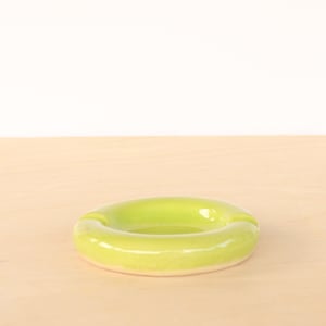 Lime Green Ceramic Ashtray Colorful Ash Tray Round Ceramic Dish Incense Burner image 3