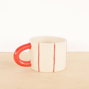 Striped Ceramic Mug / Colourful Ceramic Mug / Housewarming Gift / Coffee Mug poppy