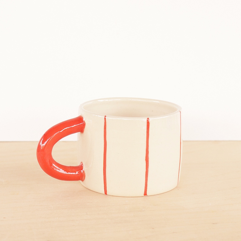 Striped Ceramic Mug / Colourful Ceramic Mug / Housewarming Gift / Coffee Mug poppy