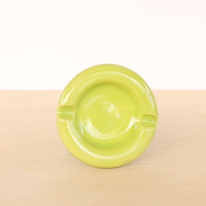 Lime Green Ceramic Ashtray Colorful Ash Tray Round Ceramic Dish Incense Burner image 1