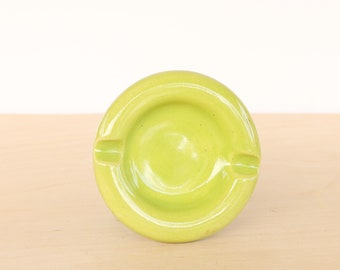 Lime Green Ceramic Ashtray Colorful Ash Tray  Round Ceramic Dish  Incense Burner