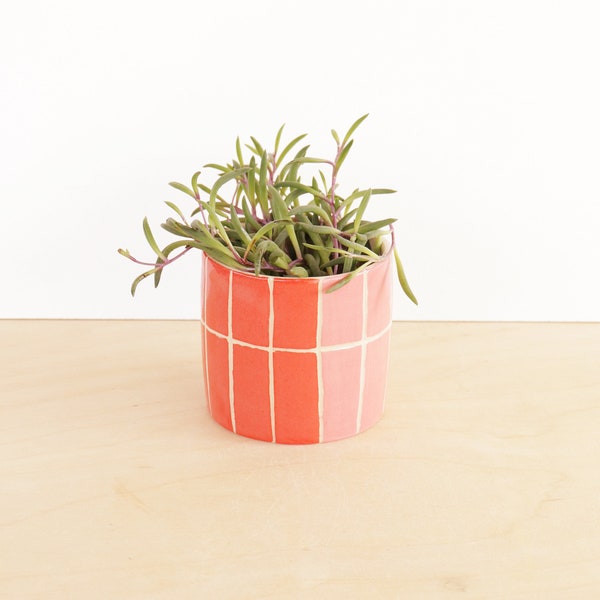 Tile Pattern Ceramic Planter / Small Indoor Planter / Cactus Plant Pot / Succulent Plant Pot