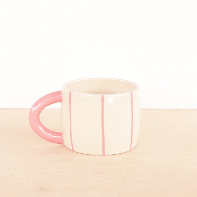 Striped Ceramic Mug / Colourful Ceramic Mug / Housewarming Gift / Coffee Mug bubblegum