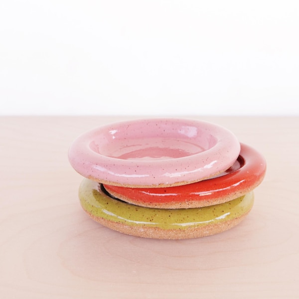 Colorful Ceramic Trinket Dish: Handmade Speckled Clay Catchall