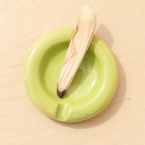 Lime Green Ceramic Ashtray Colorful Ash Tray Round Ceramic Dish Incense Burner image 2