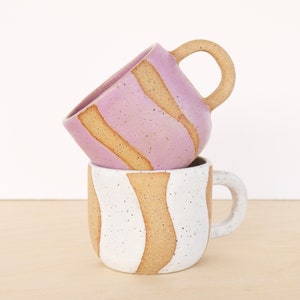 Ceramic Coffee Mug Colorful Tea Cup Mid Size Handmade Mug white