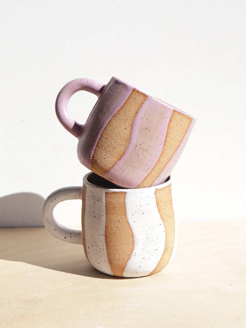 Ceramic Coffee Mug Colorful Tea Cup Mid Size Handmade Mug image 1