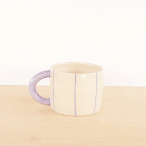 Striped Ceramic Mug / Colourful Ceramic Mug / Housewarming Gift / Coffee Mug lavender