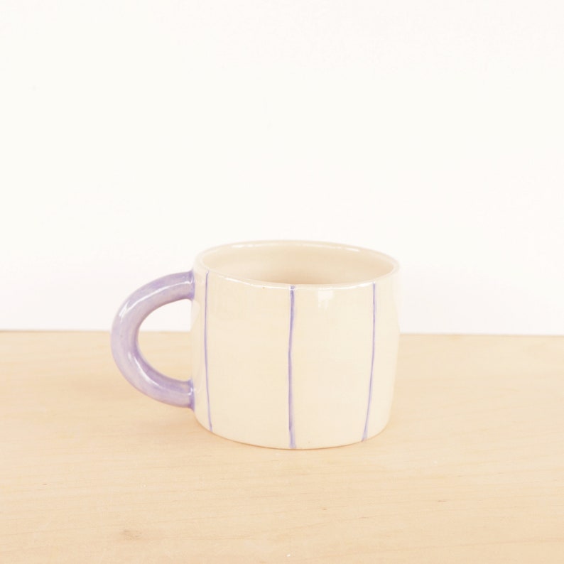 Striped Ceramic Mug / Colourful Ceramic Mug / Housewarming Gift / Coffee Mug lavender