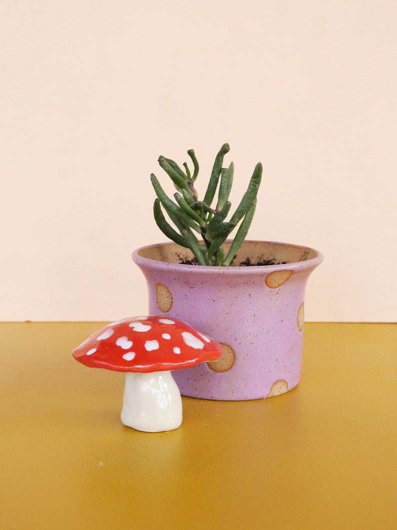 Mini Mushroom Ceramic Decor Mushroom Figurine image 2