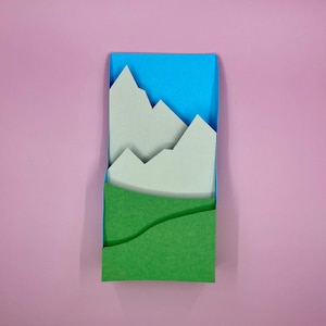 Mountain Landscape - Printable Pop Up Greetings Card with Envelope | DIY Papercraft Cards | Instant Download | Make it Yourself