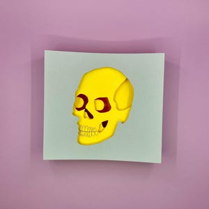 Crânio assustador - Cartão de felicitações pop-up para impressão com envelope | Cartões de papel DIY | Download instantâneo | Faça você mesmo