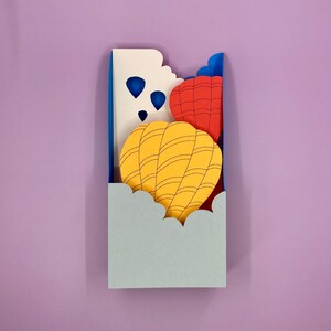 Carte Montgolfière - Carte de voeux pop-up imprimable avec enveloppe | Cartes DIY en papier | Téléchargement instantané | Faites-le vous-même