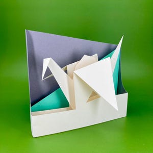 Origami Crane Style Card - Printable Pop Up Greetings Card with Envelope | DIY Papercraft Cards | Instant Download | Make it Yourself