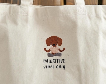 Dackel Tasche bestickt | Geschenk für Dackelliebhaber & Hundebesitzer | Jutebeutel Hund | Stofftasche Damen | Dackel Geschenk Geburtstag