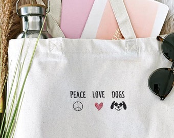 Jutebeutel Hundemotiv bestickt | Geschenk für Hundeliebhaber & Hunde-Mama | Stofftasche Frauen | Tragetasche Hund Geschenkidee Geburtstag