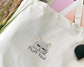 Jutebeutel Katze Mittelfinger lustige Geschenke Katzenliebhaber Tragetasche bestickt Stoffbeutel Katzenfan Geschenk Katze Tasche Katzen Papa