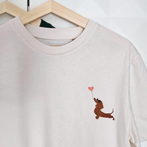 Dackel T-Shirt bestickt Damen & Herren | Geschenk Hundebesitzer Hundemama Hundepapa | Hunde Shirt Dackel Motiv Geburtstagsgeschenk Freundin