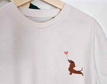 Dackel T-Shirt bestickt Damen & Herren | Geschenk Hundebesitzer Hundemama Hundepapa | Hunde Shirt Dackel Motiv Geburtstagsgeschenk Freundin