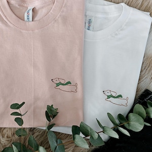 Dackel T-shirt Damen bestikt süße Dackel tshirt dachshund