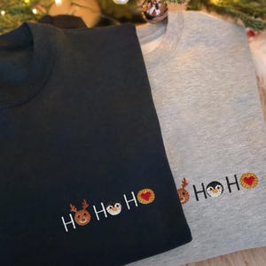 Bestickering Weihnachtspullover | Pinguin Herz Reh Weihnachts-hoodie | Lustiger kersttrui | Geschenk Damen Herren Familie Freundin Partner