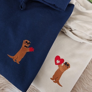 Otter Paar Hoodie bestickt | Partner Pullover Liebe | Jahrestagsgeschenk für Paare | Geschenk Freundin Freund | Pärchen Sweatshirt-Paar