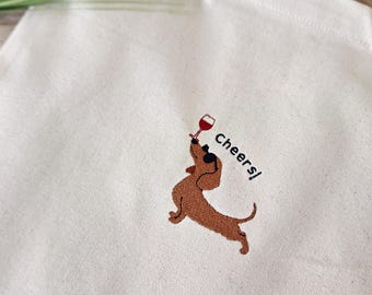 Jutebeutel mit Dackel bestickt – Stofftasche Dachshund für Hundeliebhaber – Geschenkidee Hunde Mama & Hundebesitzer – Geburtstagsgeschenk