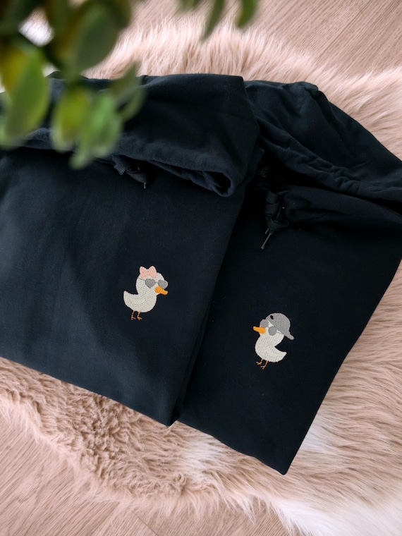 Paar Pullover Huhn | Lustige Partnerlook Sweatshirts bestickt | Pärchen Hoodie Geschenk | Jahrestag Geschenkidee | Geburtstagsgeschenke Frau