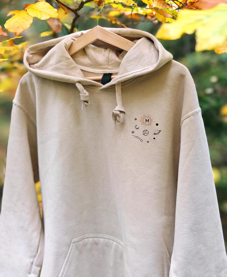 Partner Hoodie personalisiert | Paar Pullover Liebe | Jahrestagsgeschenk & Valentinstagsgeschenk | Paar Pulli Buchstaben | Geschenk Frau Hoodie-Sand