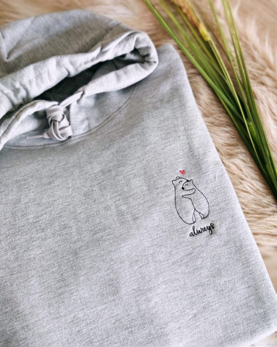 Partner Sweatshirt Bär bestickt | Paar Geschenk Liebe | Jahrestagsgeschenk | Valentinstagsgeschenk für Freundin Freund | Paar Pullover Liebe