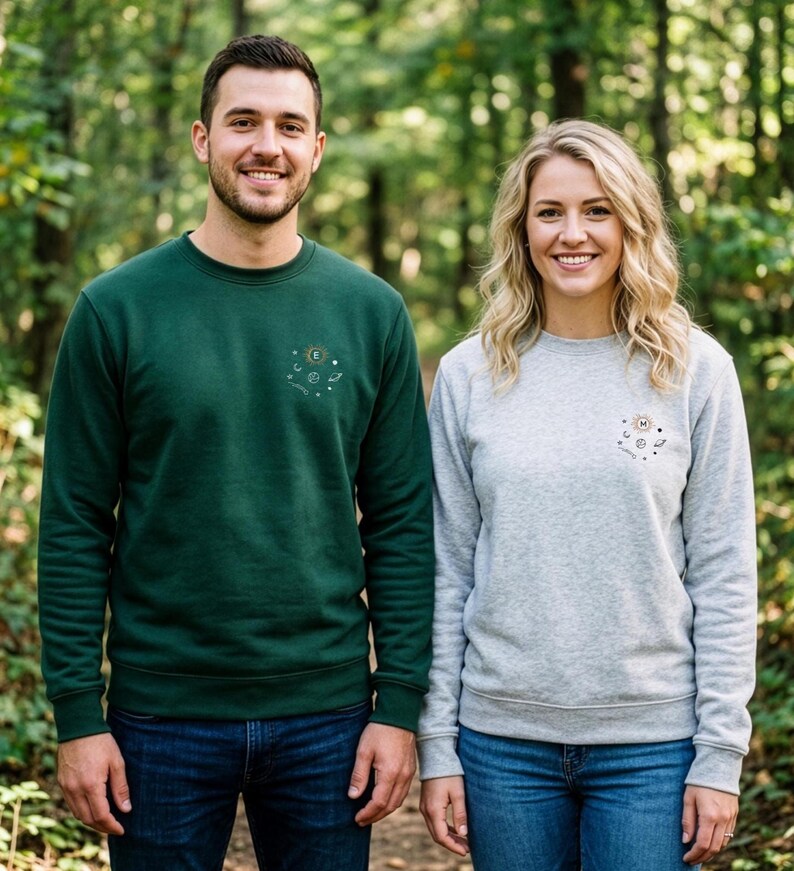 Partner Sweatshirt mit Buchstaben Stickerei