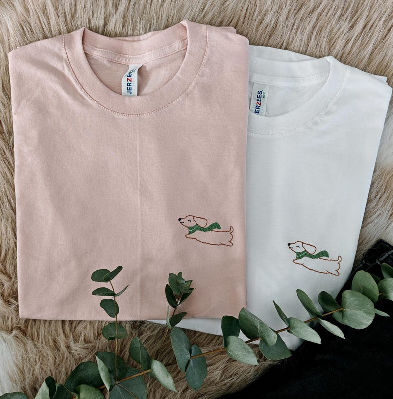 Dackel T-shirt Damen bestikt süße Dackel tshirt dachshund
