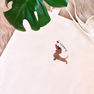 Jutebeutel mit Dackel bestickt – Geschenk für Hundeliebhaber