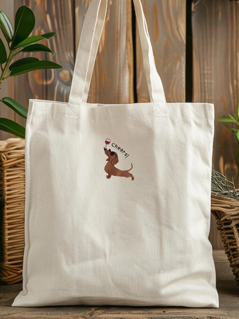 Bestickter Jutebeutel mit Hundemotiv – Dackel Design