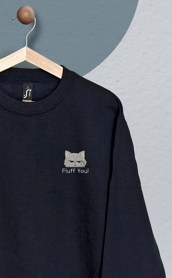 Lustige Katzen-Sweatshirts für Tierliebhaber Geschenke für Katzen-Mamas gestickte Herbstpullover Haustier-Geburtstagsgeschenk für Damen Puli