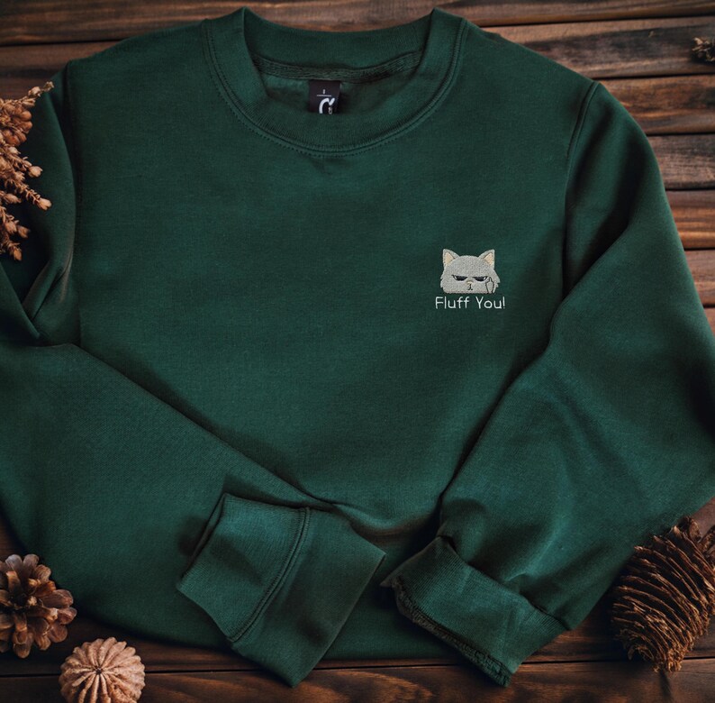 Lustige Katzen-Sweatshirts für Tierliebhaber Geschenke für Katzen-Mamas gestickte Herbstpullover Haustier-Geburtstagsgeschenk für Damen Puli bild 4