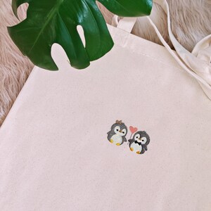 Jutebeutel Damen mit süßem Pinguin Motiv