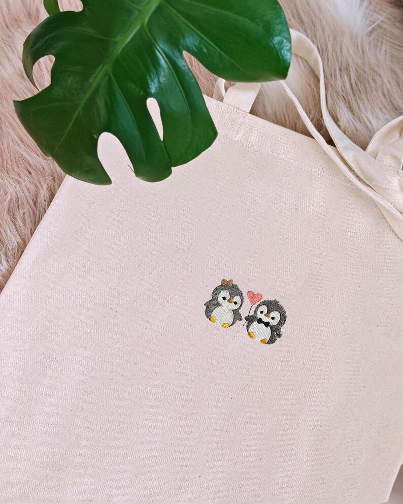 Jutebeutel Damen mit süßem Pinguin Motiv