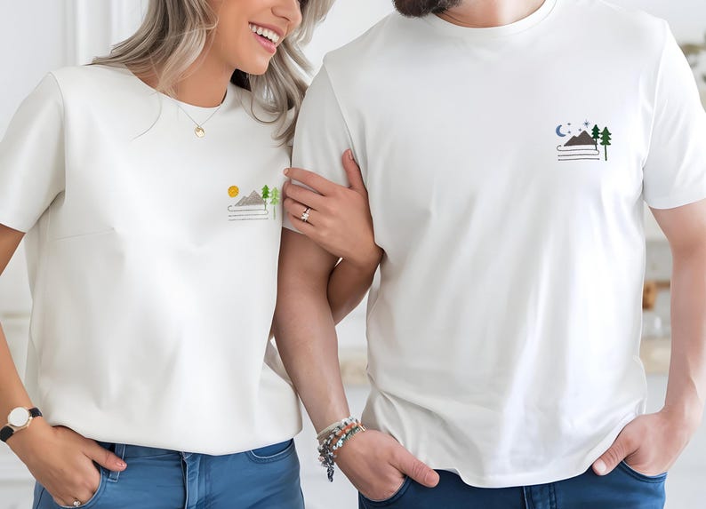 Partner Look Shirt Sonne und Mond Geschenkidee für Pärchen
