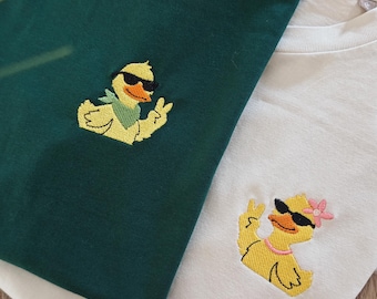 Paar Geschenk | Paar T-Shirt Ente bestickt | Partner Shirt | Geschenk Freundin Freund | Jahrestag Geschenk | Geburtstagsgeschenk Frauen Mann
