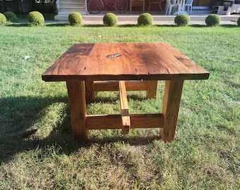 Rustic Low Coffee Table , Square coffee table , Dining and Coffee Table , Wood Reclaimed Coffee Table Unique Wood , Handmade Coffee Table.