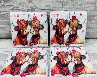 highland cow coasters, drinks coasters, highland cow, highland cow decor