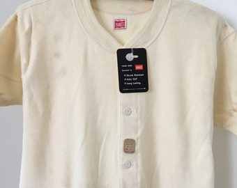 Union Suit 1950's Men's Hanes Standard Underwear Thermal Long John Ivory Cotton Size 40 Deadstock