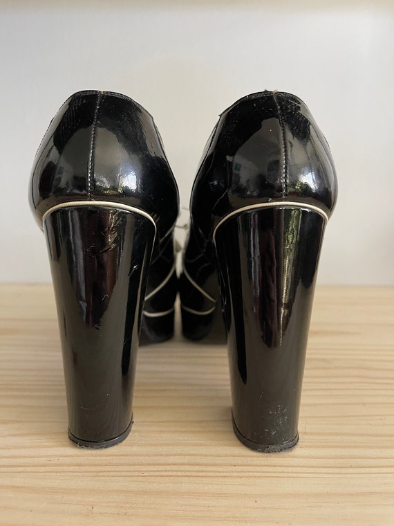 Vintage Shoes Stacked Heel Oxfords MOD Black and … - image 8