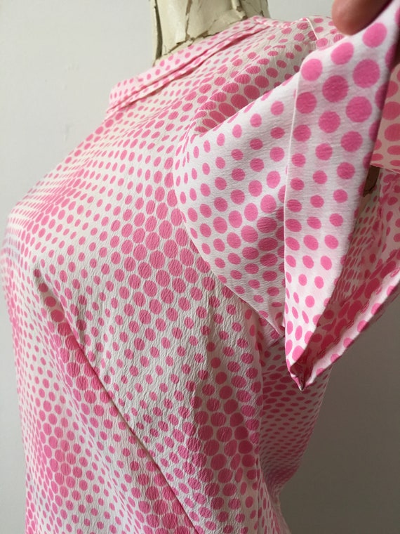 1960’s Blouse Pink Polka Dot on White MOD Optic D… - image 5